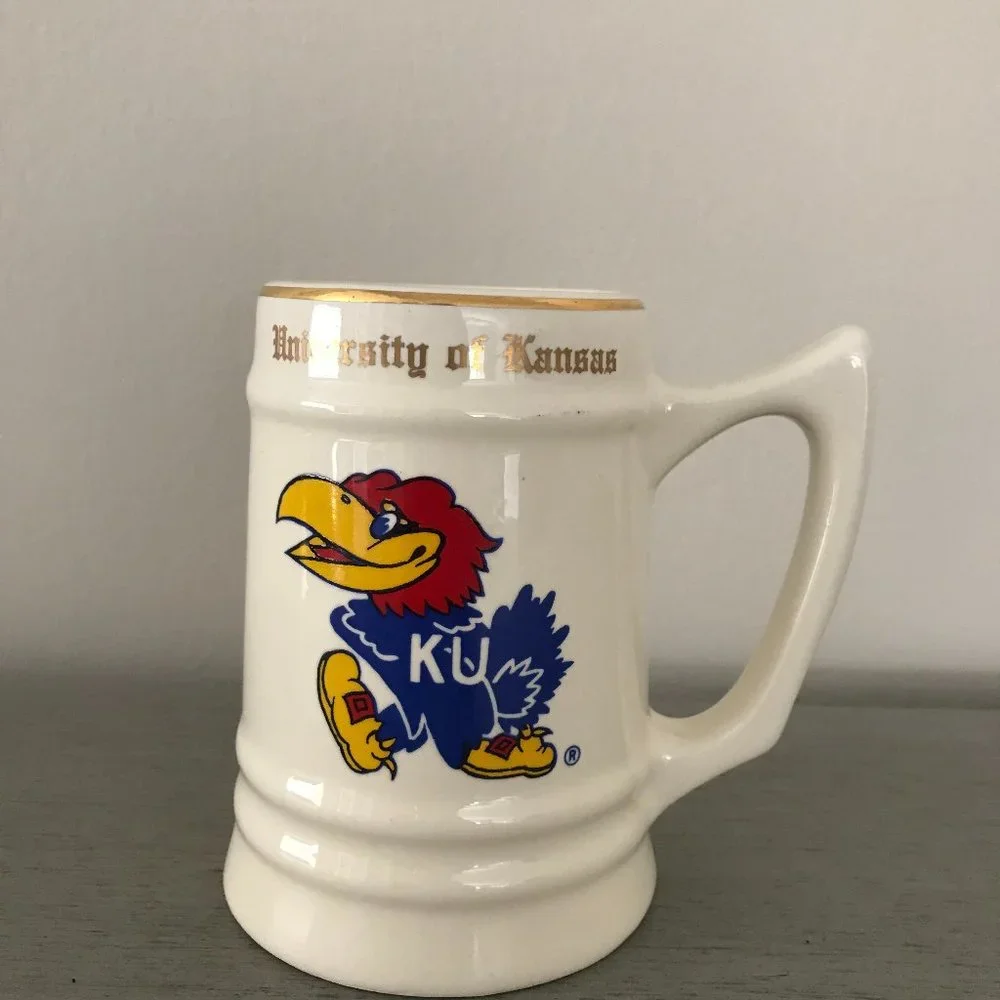 University of Kansas Ceramic Stein Mug, Pencil Holder, Toothbrush Holder